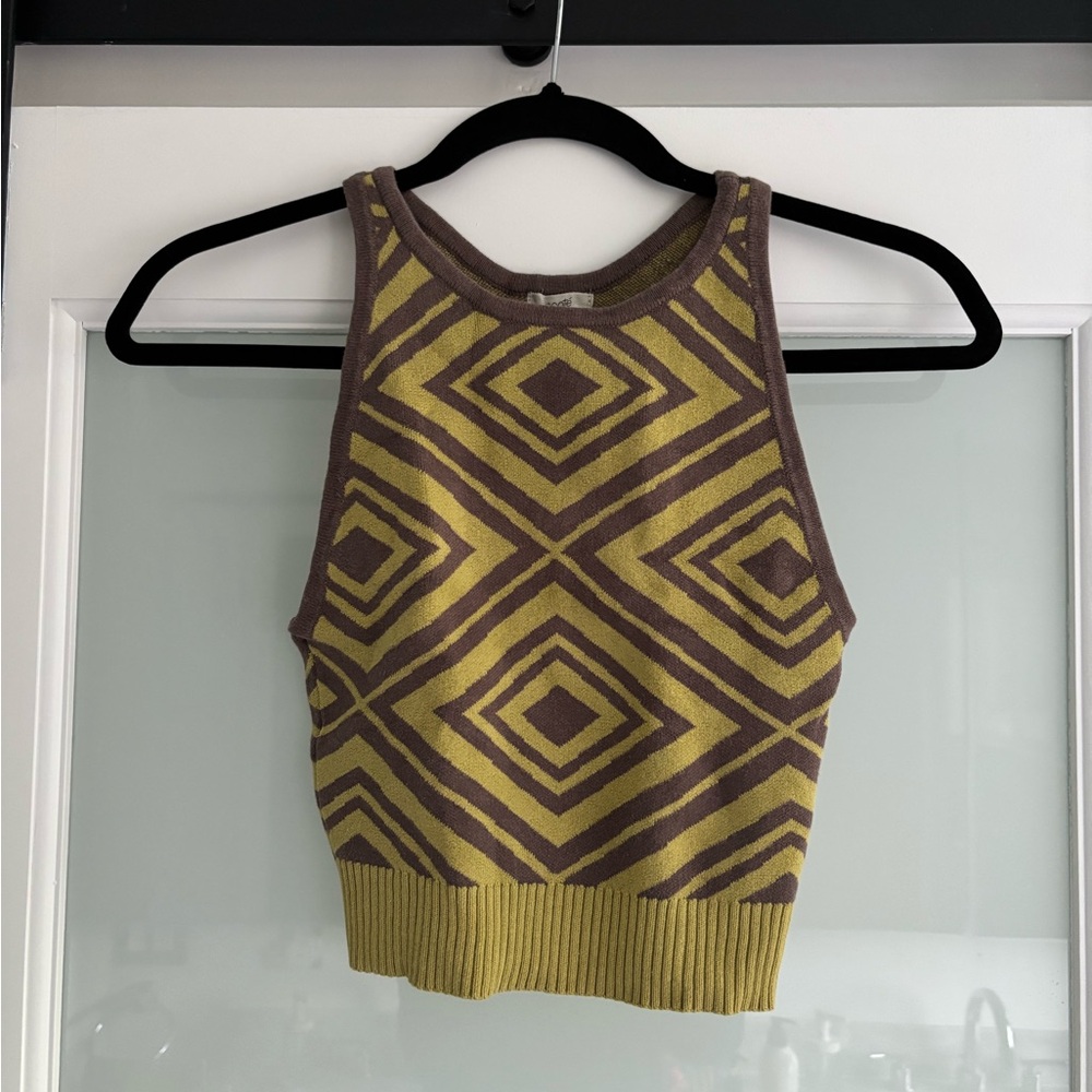 Ecote Green and Brown Crop Tank Top